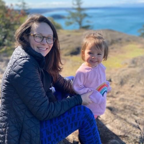 Dr. Jenna Thomason and her daughter at Sharpe Point in Anacortes.